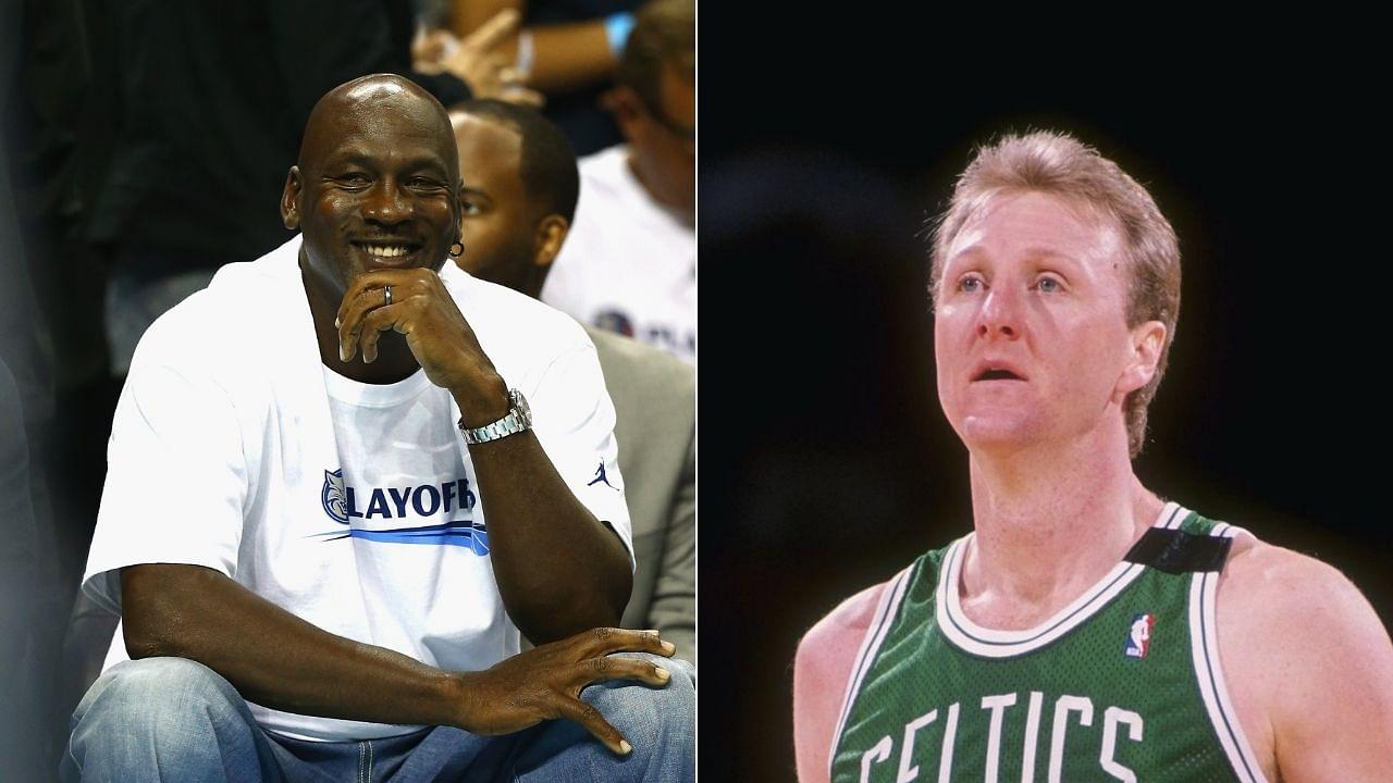 When Michael Jordan watched Larry Bird win the 3 point shootout in a warm-up jacket