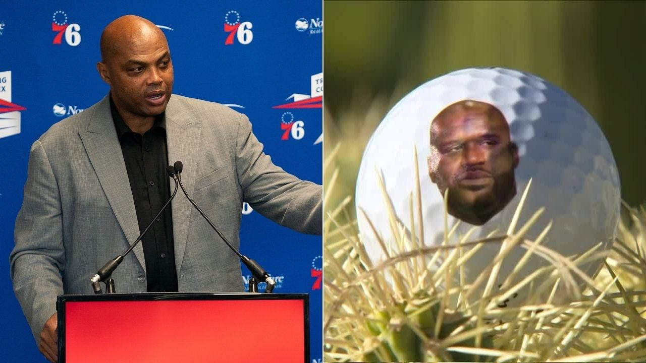 'Championship Chuck': Charles Barkley smashes golf balls with Shaquille O' Neal's face on them in 'The Match 3' win