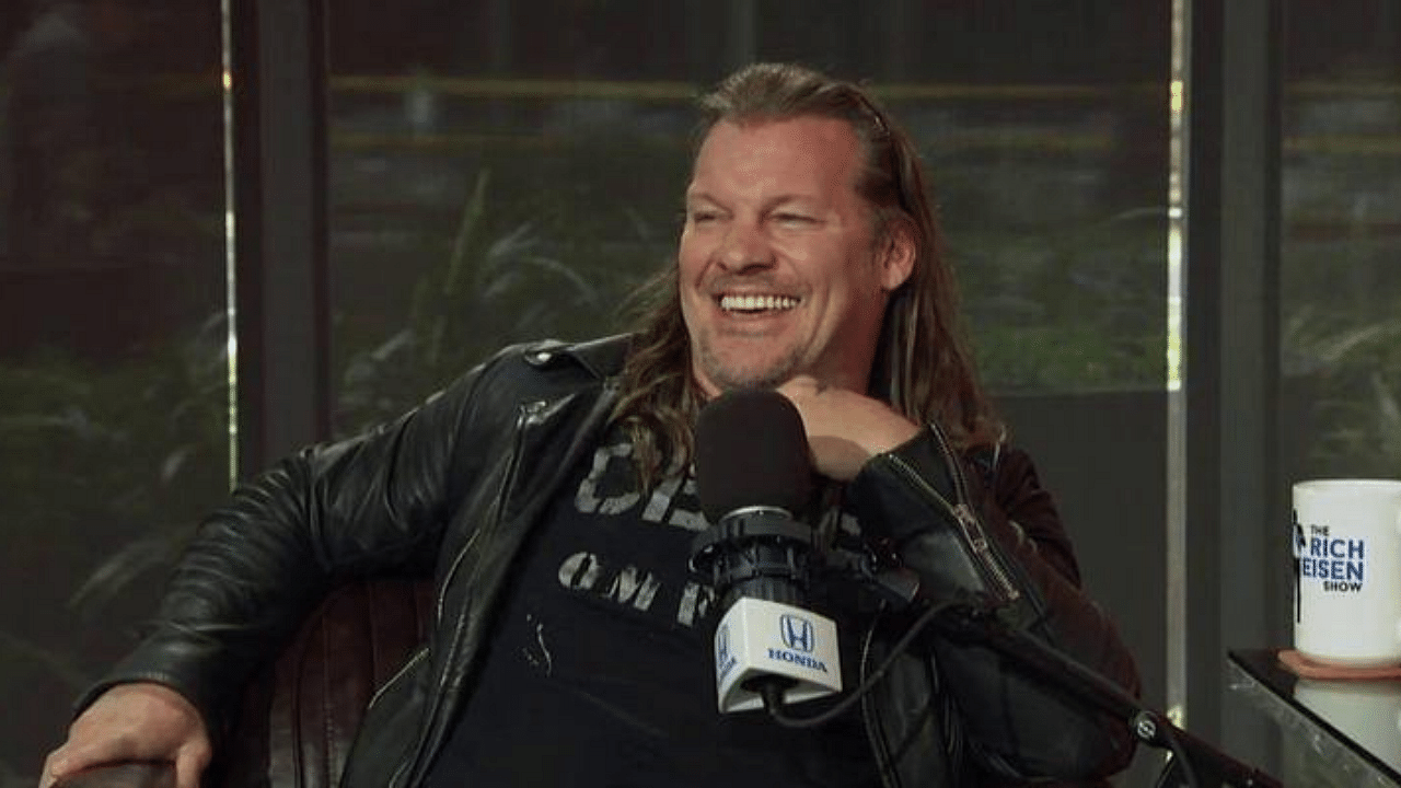 Chris Jericho reacts to a dangerous spot against DX in a TLC match