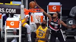 "LeBron James got baptized by Derrick Jones Jr": NBA Twitter reacts to Lakers star getting blocked by Airplane Mode