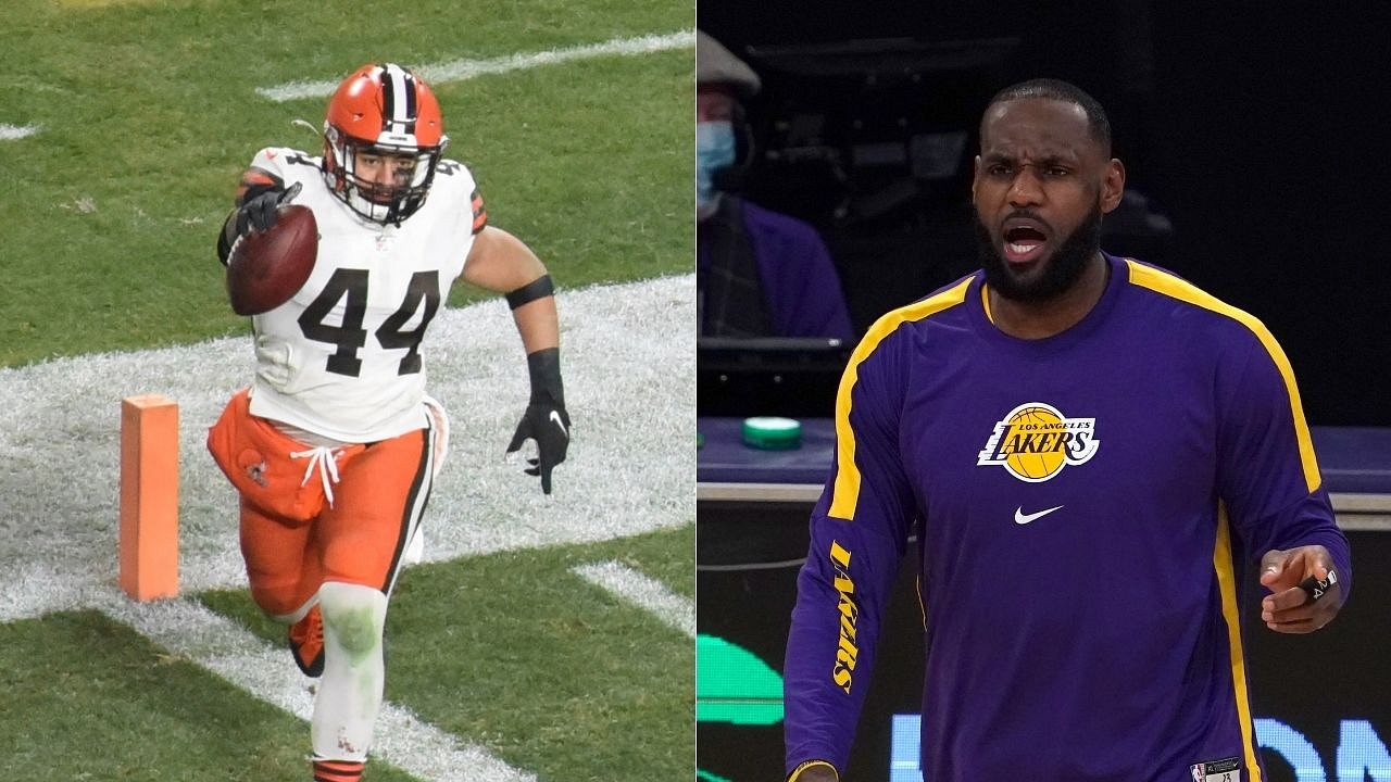 LeBron James celebrates Sione Takitaki interception, Browns playoff win  over Steelers