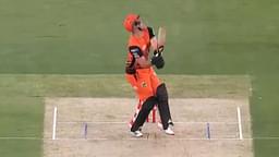 Livingstone cricketer: Perth Scorchers' Liam Livingstone yells after getting hit in the abdomen in BBL 10
