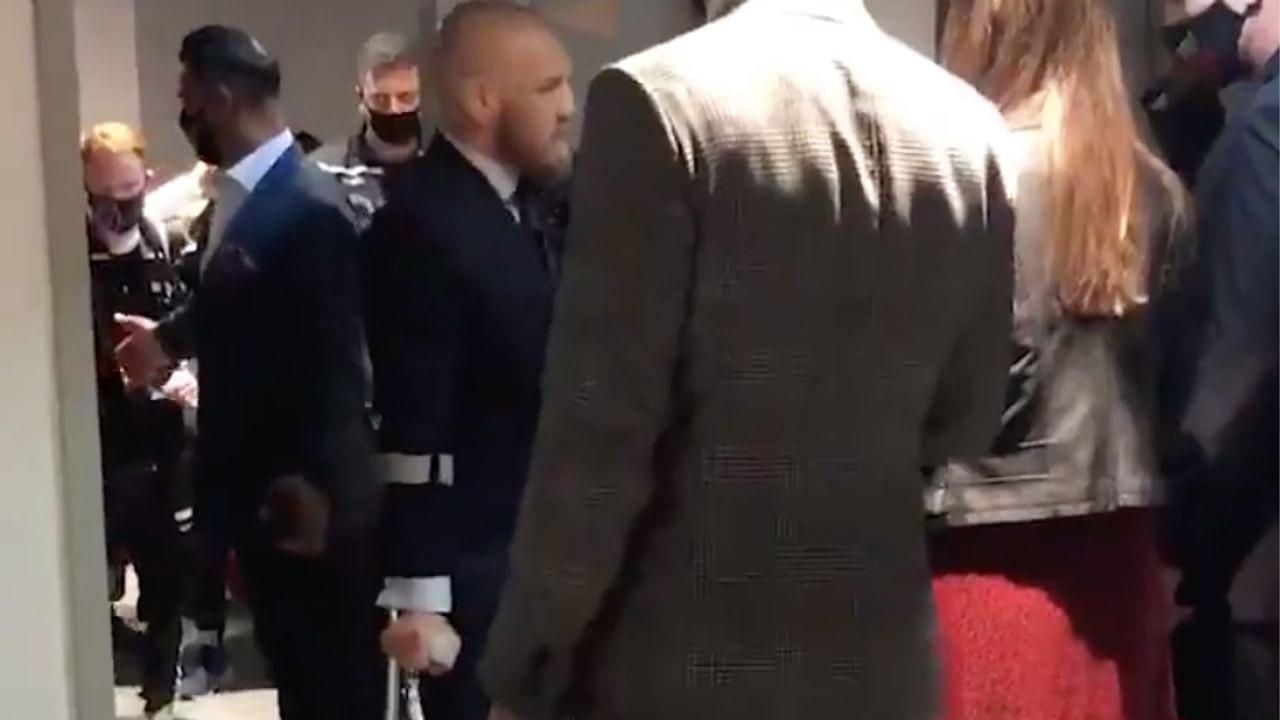 "My leg is completely dead": Conor McGregor seen walking with the help of a crutch after incurring a knockout defeat against Dustin Poirier at UFC 257