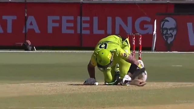 BBL 10: Alex Hales screams after getting hit in the abdomen by Nick Winter in Hurricanes vs Thunder clash