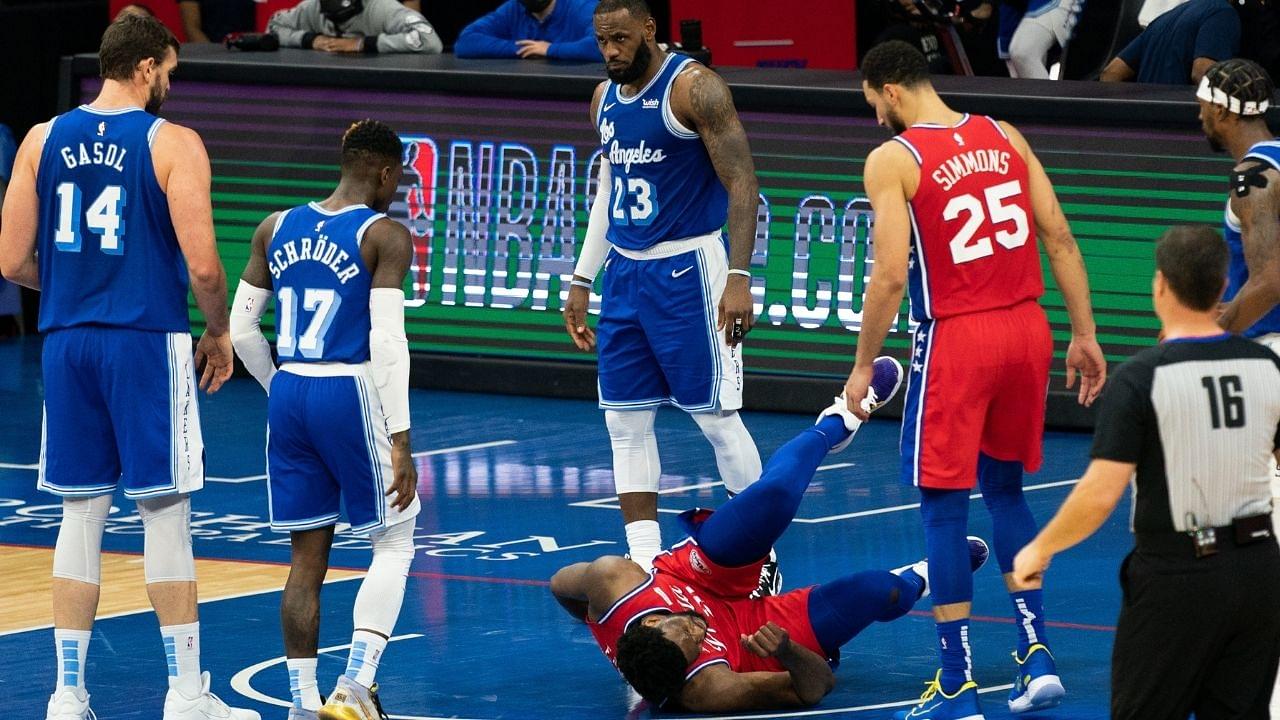 “Joel Embiid will hurt LeBron James’s chances at MVP”: Skip Bayless chastizes Lakers star for causing back problems to Sixers big man in their loss