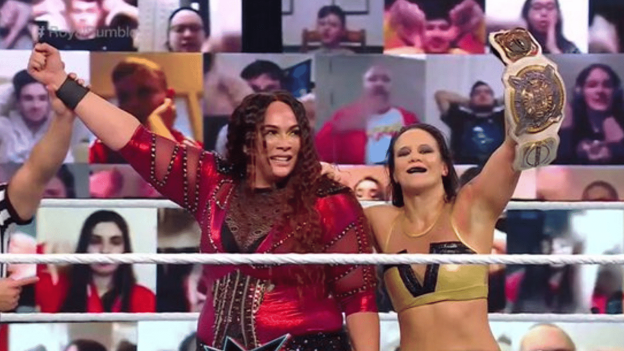 Nia Jax and Shayna Baszler dethrone Charlotte Flair and Asuka as WWE Women’s Tag Team Champions at Royal Rumble 2021