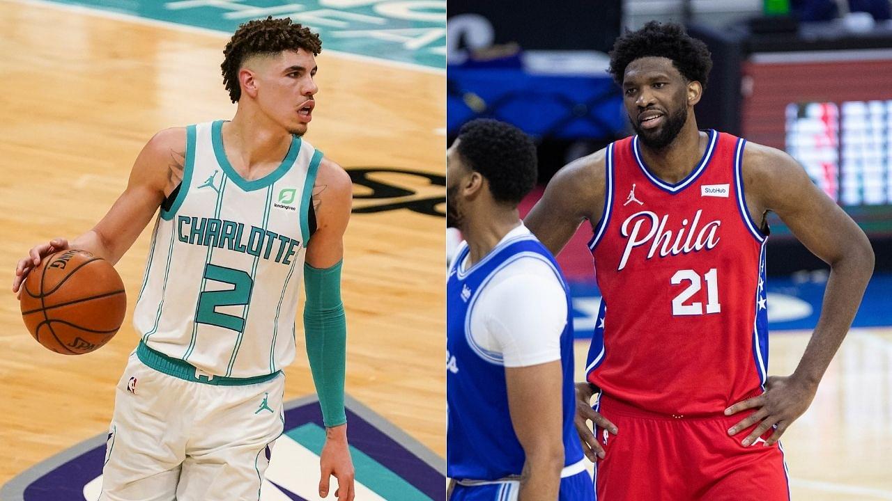 "LaMelo Ball out here stat-padding like Russell Westbrook": Hornets rookie steals the ball from Joel Embiid and swishes a 3-pointer as game clock runs out
