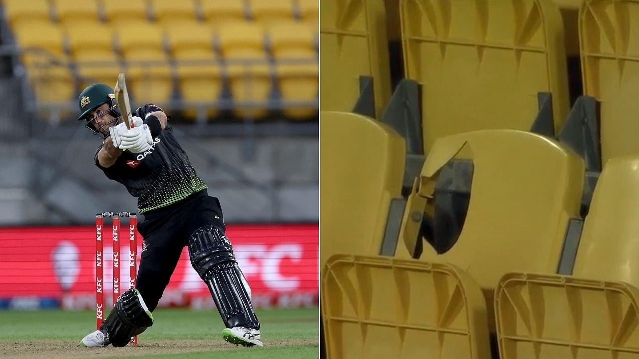 "Maxwell leaves his mark": Glenn Maxwell hits 28 runs off Jimmy Neesham over; breaks chair at Wellington stadium