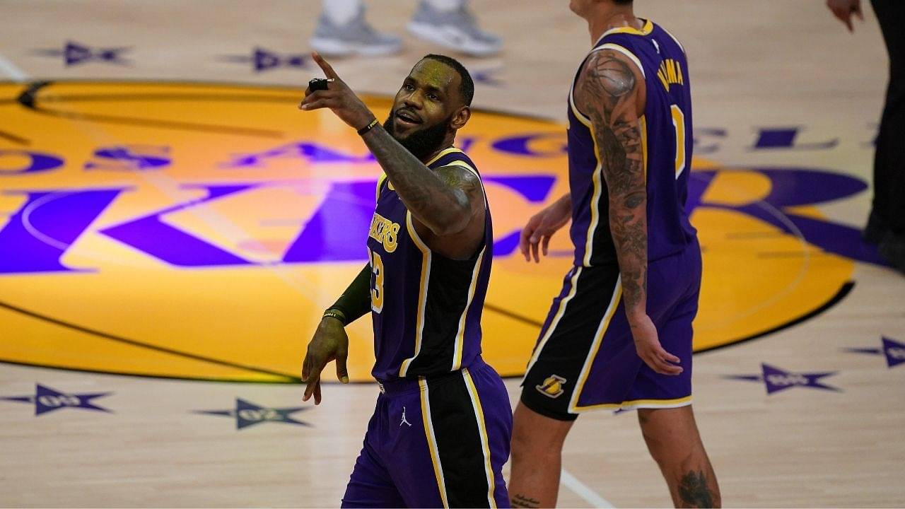Lonzo Ball congratulates LeBron James after the release of the trailer for Space Jam: A New Legacy