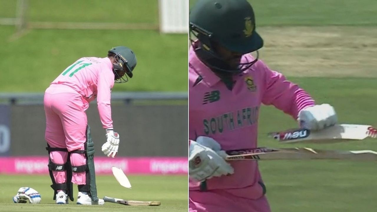 Johannesburg ODI: Faheem Ashraf breaks Temba Bavuma's bat in 2nd SA vs PAK ODI