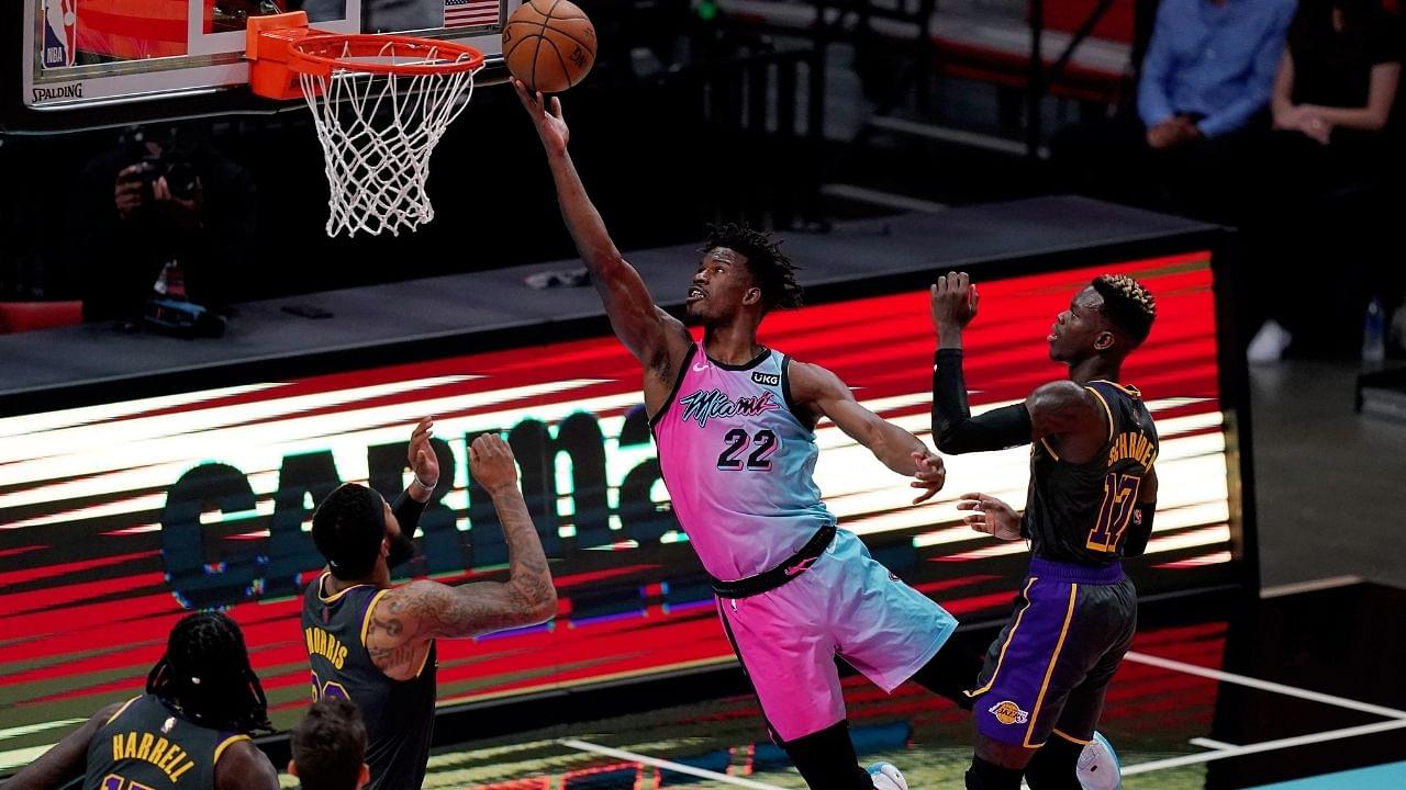 “Don’t do that!” Jimmy Butler talks trash to Andre Drummond after drilling clutch jumper over him in Heat win over Lakers without LeBron James
