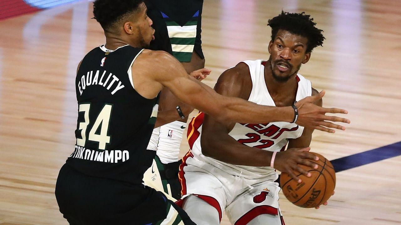 “Jimmy Butler pulls the chair on Giannis Antetokounmpo!”: Heat star shows off savvy basketball IQ after pulling a questionable move on Bucks MVP in Game 1
