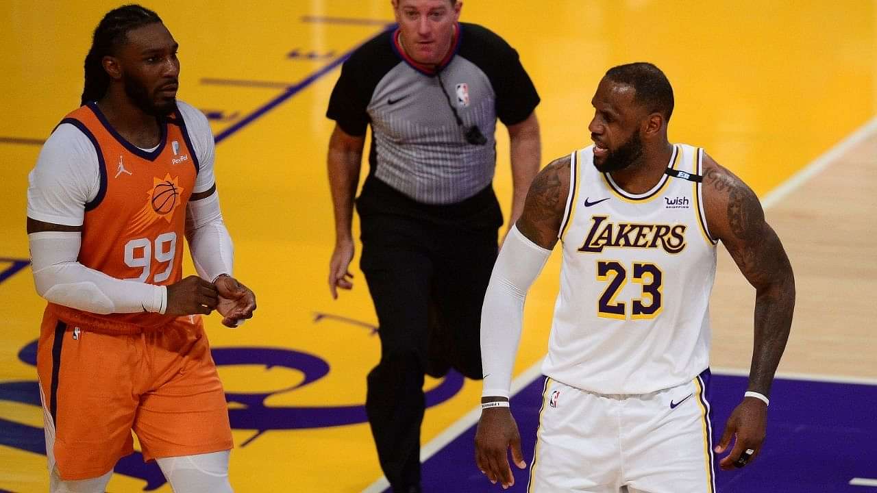 Jae Crowder stares down LeBron James”: Suns forward turns into a meme after  hard fouling Lakers MVP in Game 4 win over the Lakers - The SportsRush