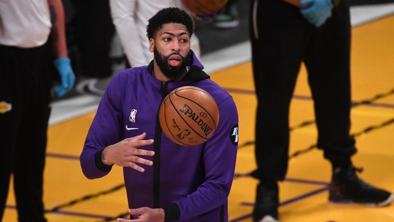 "Anthony Davis cuddles with LeBron James": Lakers star goes to lift the King up, ends up falling and hugging him against the Warriors