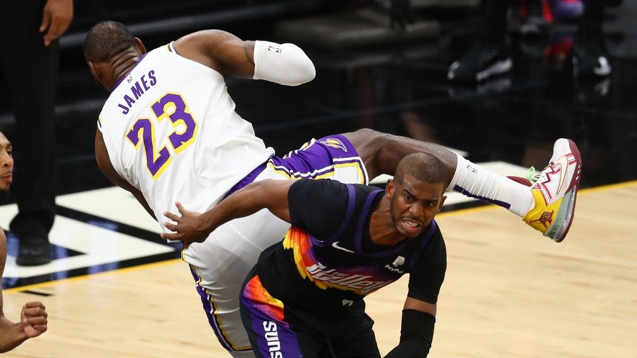 “LeBron James deserves an Oscar for flying across the court”: NBA Twitter reacts to Laker MVP’s overexaggerated flopping against Chris Paul in Suns win in Game 1