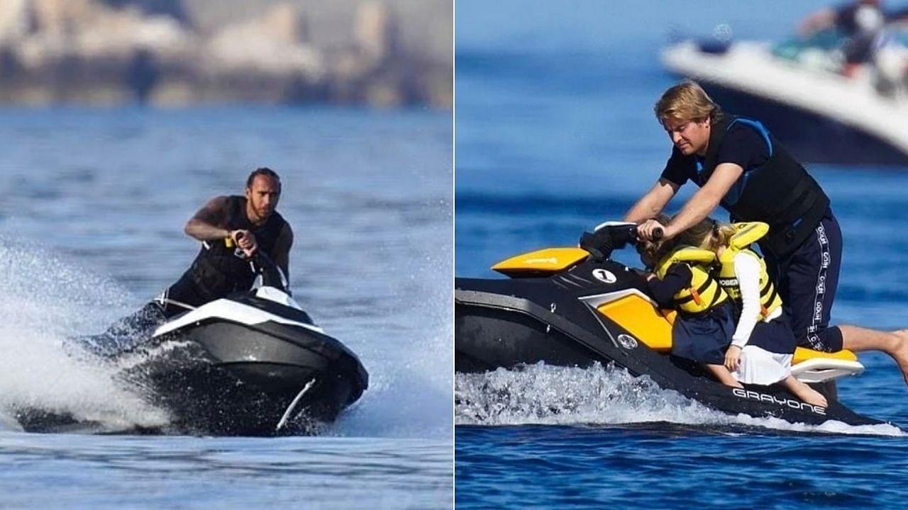 Lewis Hamilton and Nico Rosberg holidaying amidst the Mediterranean waves