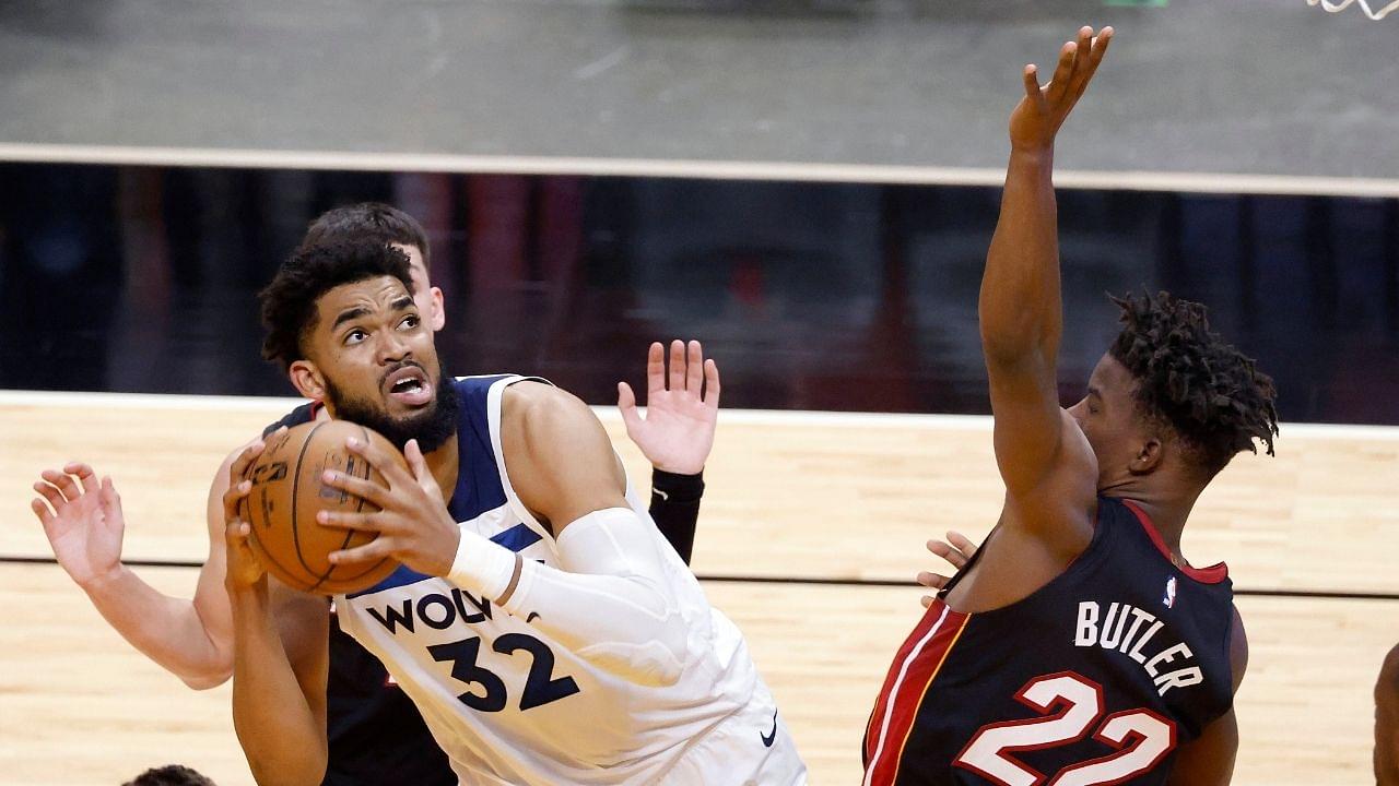 "Karl-Anthony Towns, you're soft as baby sh*t": Miami Heat star Jimmy Butler gets into a heated verbal altercation with the Timberwolves big man