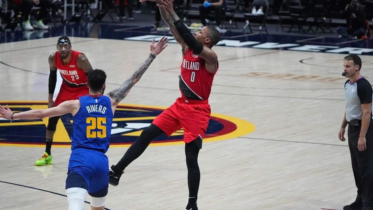 Thank God Damian Lillard missed”: Austin Rivers is hilariously seen praying  for Blazers MVP to miss amidst historic 55-point night in Game 5 win - The  SportsRush