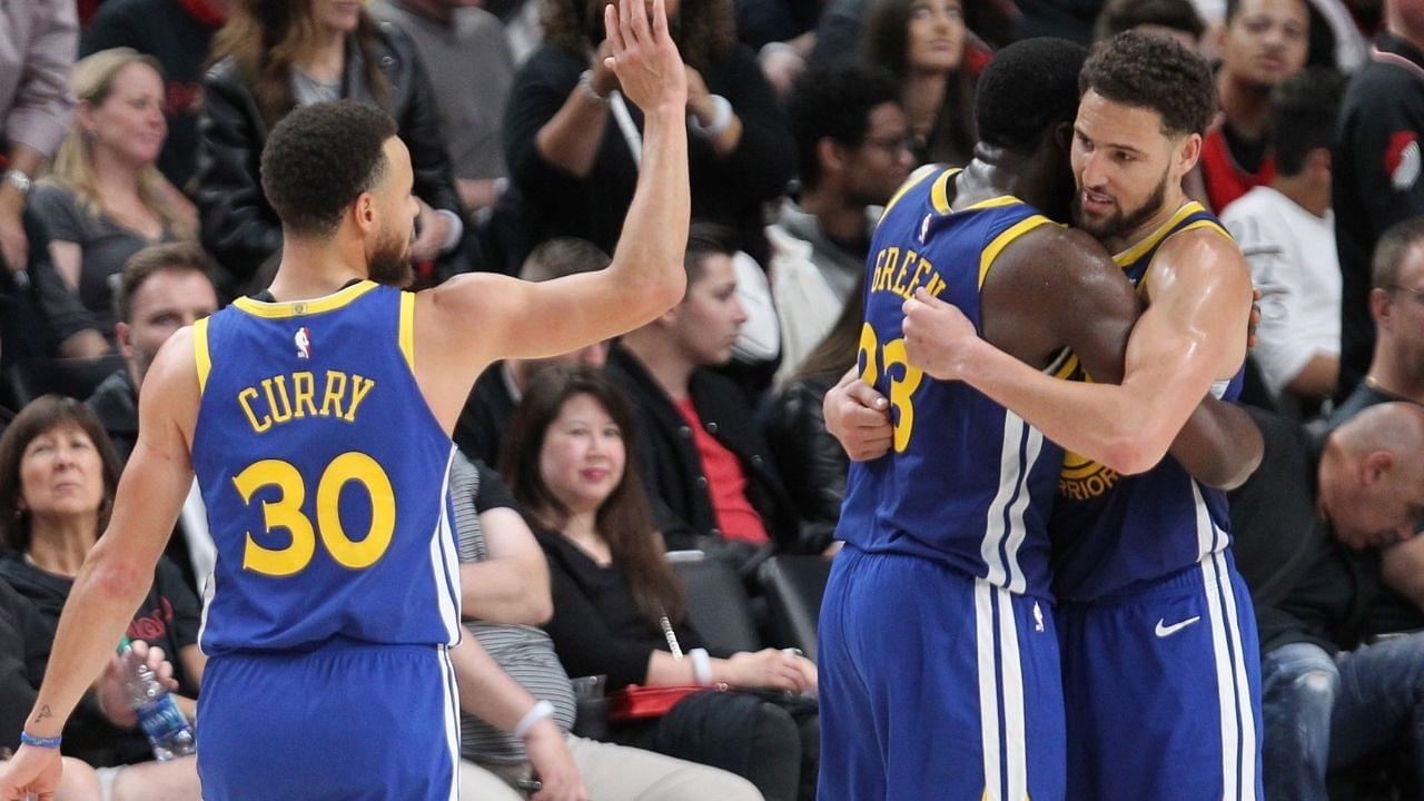 “Steph Curry and I are going to open up an $8000 bottle of wine to celebrate NBA75 celebration”: Draymond Green says they are going to rejoice over Klay Thompson being the 77th greatest player ever