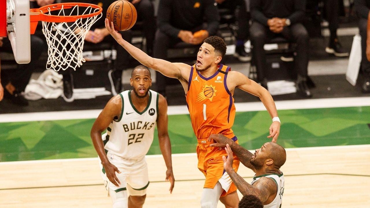 "Devin Booker is never allowed to complain about the refs ever again": NBA fans roast Suns superstar for pathetic foul-baiting after he misses clutch layup in Game 4 loss
