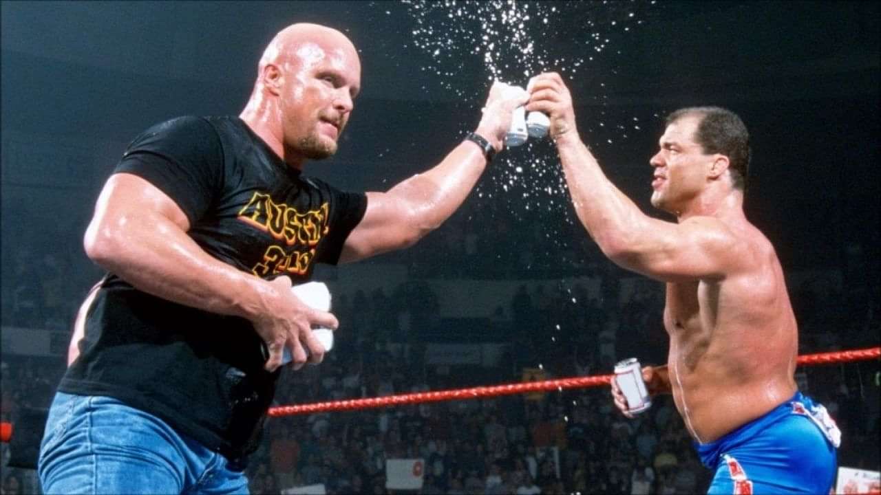 Stone Cold Steve Austin gives Mr. McMahon and Kurt Angle gifts