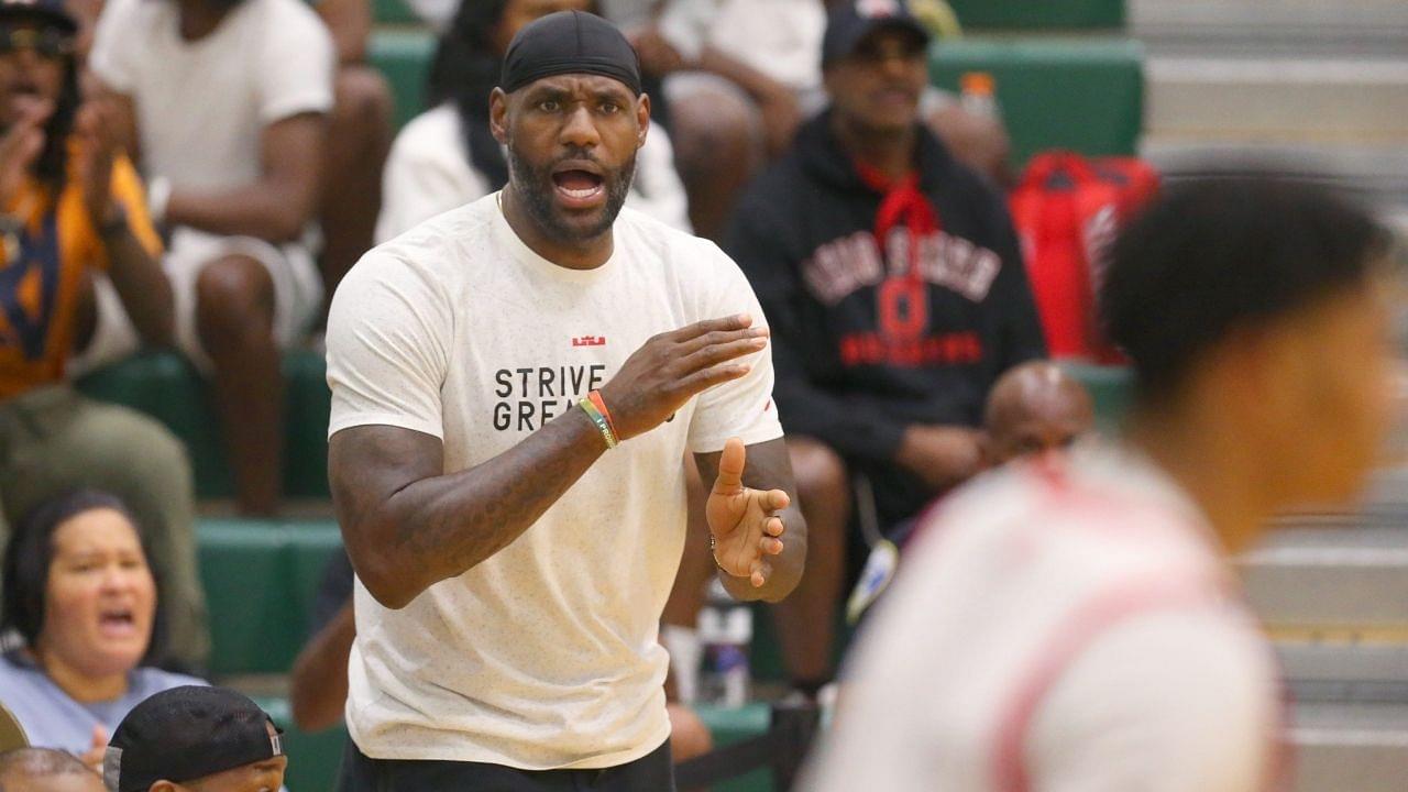 "Bronny, get back! Don't foul, take a charge": Lakers superstar LeBron James tries to coach his son through the TV
