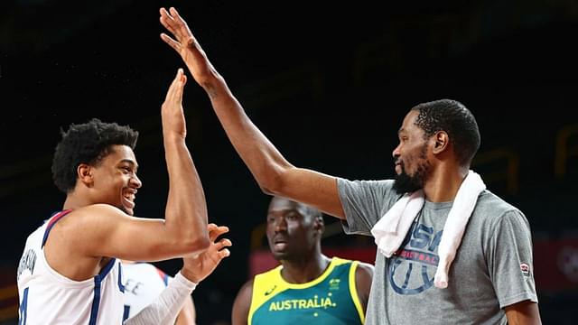 "Keldon Johnson, get your a** over here": Kevin Durant shows leadership after leading Team USA to a Semi-Finals win over Australia