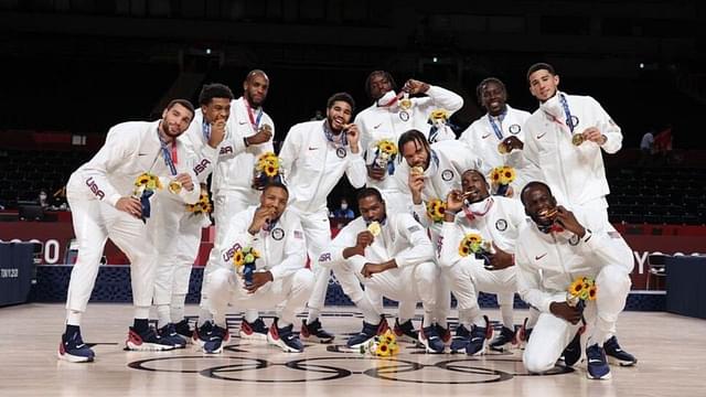 "Aye LeBron James, thanks for the tequila": Team USA players give a shout-out to the Lakers superstar as they drink Lobos Tequila while celebrating their gold-medal win at Tokyo 2020
