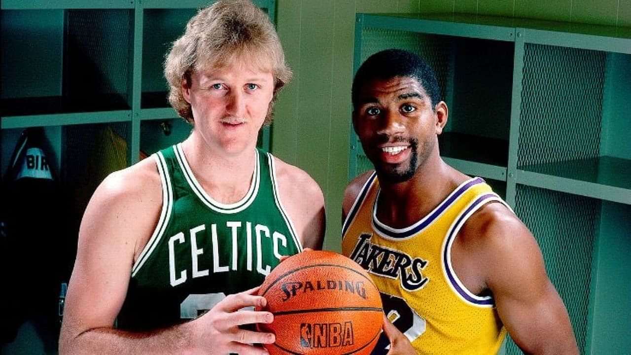 1984 NBA Finals.  Larry bird, Magic johnson, Lakers vs celtics