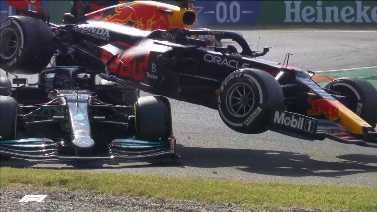 "This is what happens when you don't leave space" - Max Verstappen in fury as he flies into Lewis Hamilton in a mind-bogglish crash at Monza