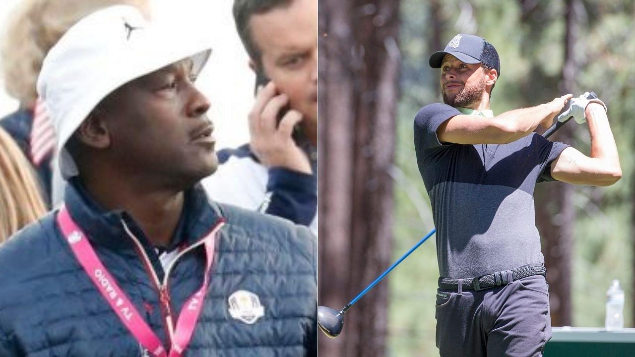 “Michael Jordan and Stephen Curry are talking about how they both own LeBron James”: NBA Twitter goes crazy as the GOAT and the Warriors MVP sit together at the Ryder Cup