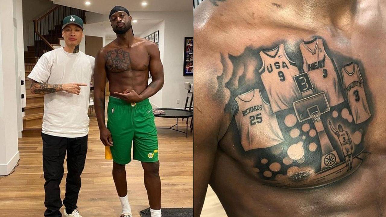 "Dwyane Wade gets Miami Heat tattoo": Former LeBron James teammate gets incredible artwork imprinted on his body describing his basketball journey