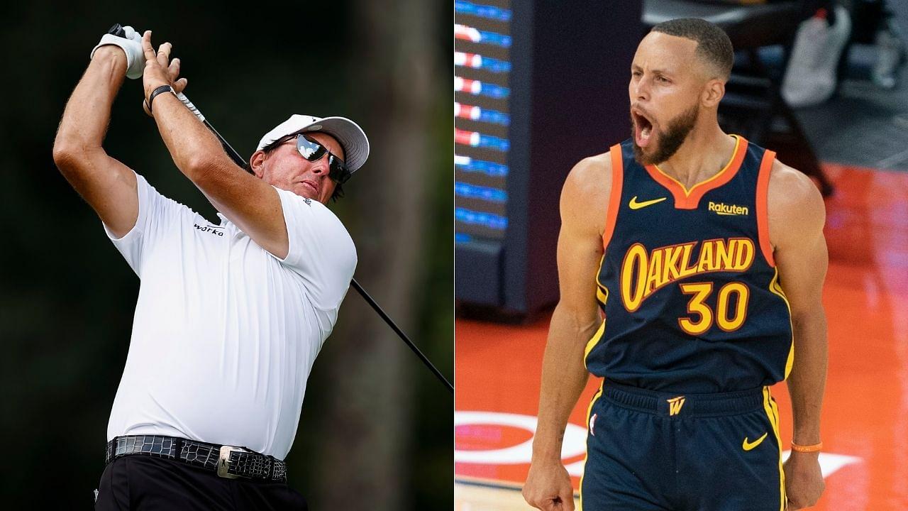 "Stephen Curry causes panic being the subject of Phil Mickelson's experiment!": Lefty's famous flop shot over the 3x NBA champion has Dub Nation filled with fear