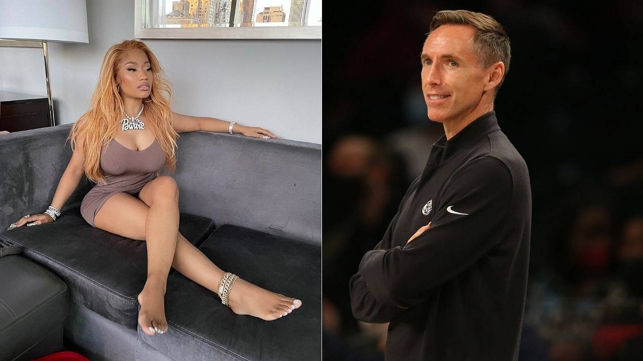 "Steve Nash lost his powers after Nicki Minaj gave him a lap dance": NBA Twitter reacts to viral video of Nets head coach's hilariously awkward moment