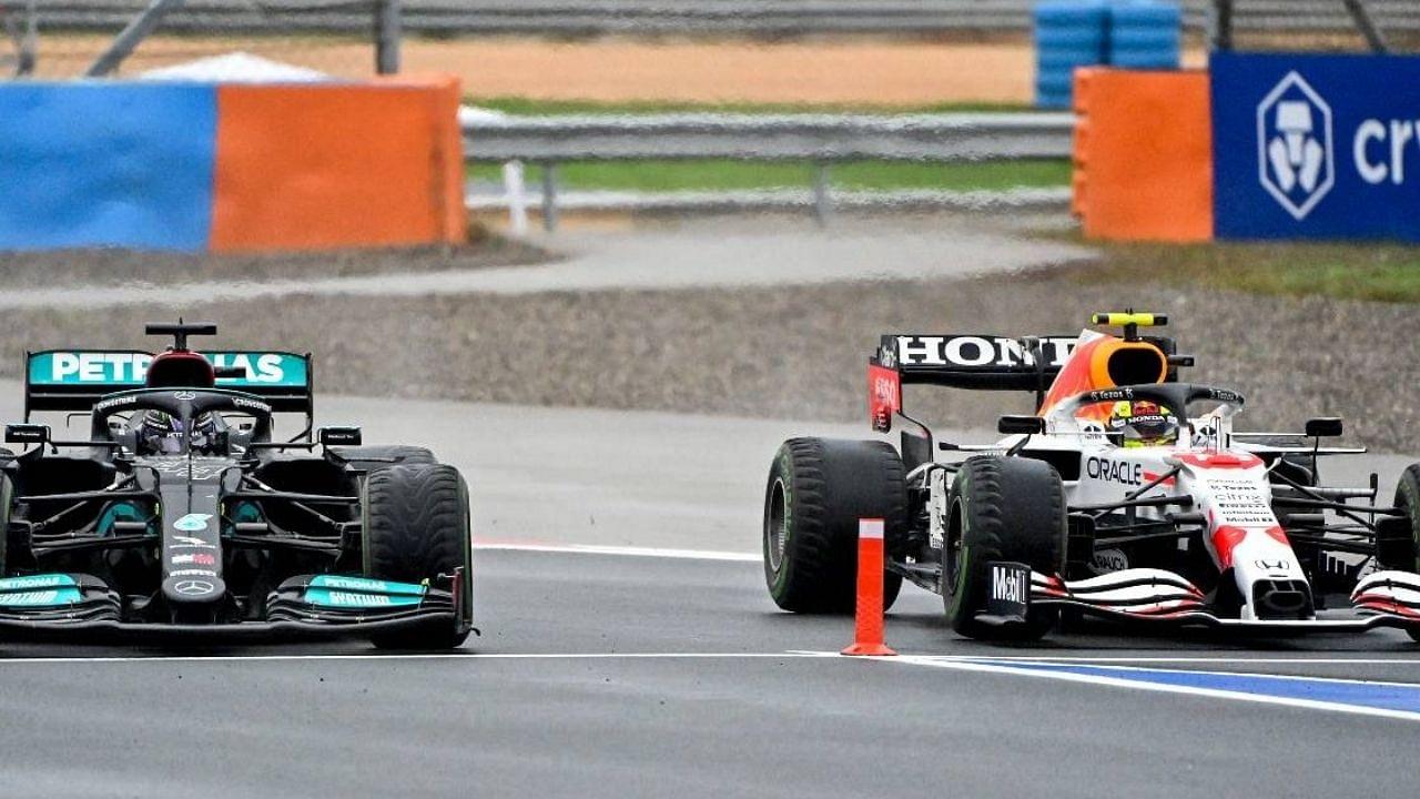 "I had a look at it"– FIA explains why Sergio Perez-Lewis Hamilton bollard breach incident was investigated as seven-time world champion allegedly tried to shove Red Bull star into pitlane entry