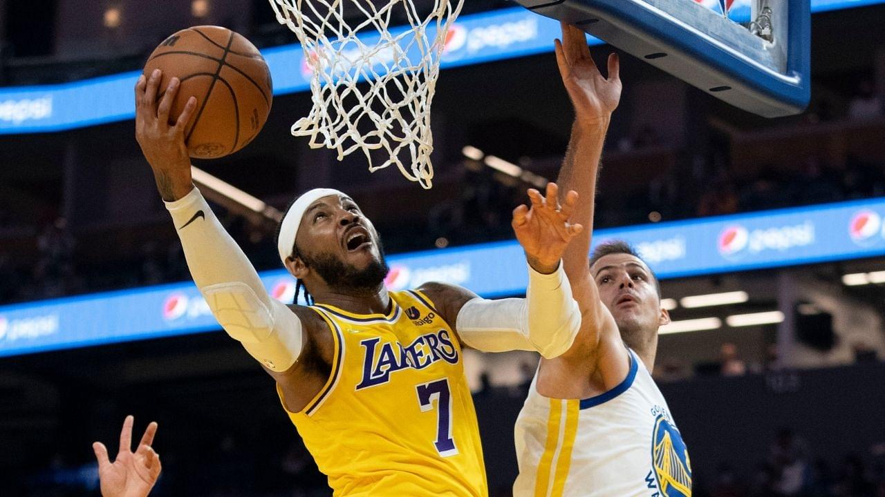 "That's my rebound LeBron James, f**k outta here!": Carmelo Anthony comes up with an absolutely hilarious highlight during the Lakers's preseason game vs the Warriors