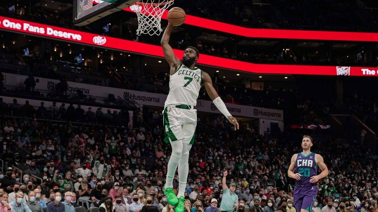 “Jaylen Brown really has a Michael Jordan-like dunk package!”: NBA Twitter reacts to the Celtics star’s insane overtime poster over Hornets’ Miles Bridges