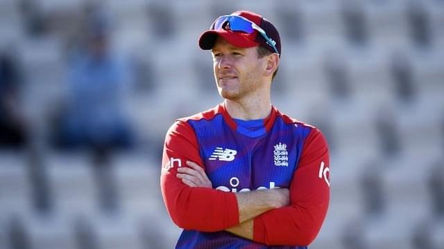 Why is Eoin Morgan not playing today's T20 World Cup warm-up match between England and India in Dubai?