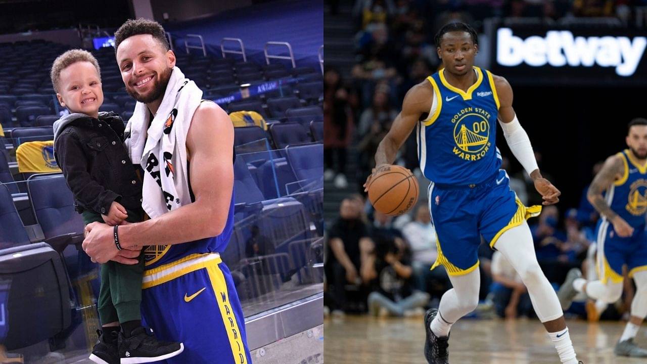 "Coach gave Canon the ball and he asked 'Where's the hoop?'... He's a Curry, he knows what's up": Warriors' Stephen Curry describes how his son Canon gave rookie Jonathan Kuminga the game-ball on his NBA Debut