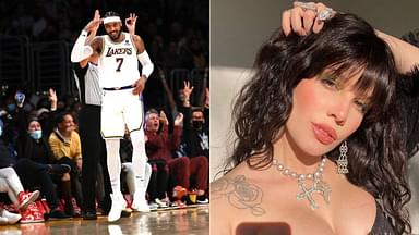 "Might quit music and take up job as NBA announcer": Lakers superfan Halsey was delighted to be back at Staples Center to see Carmelo and LeBron's vintage games