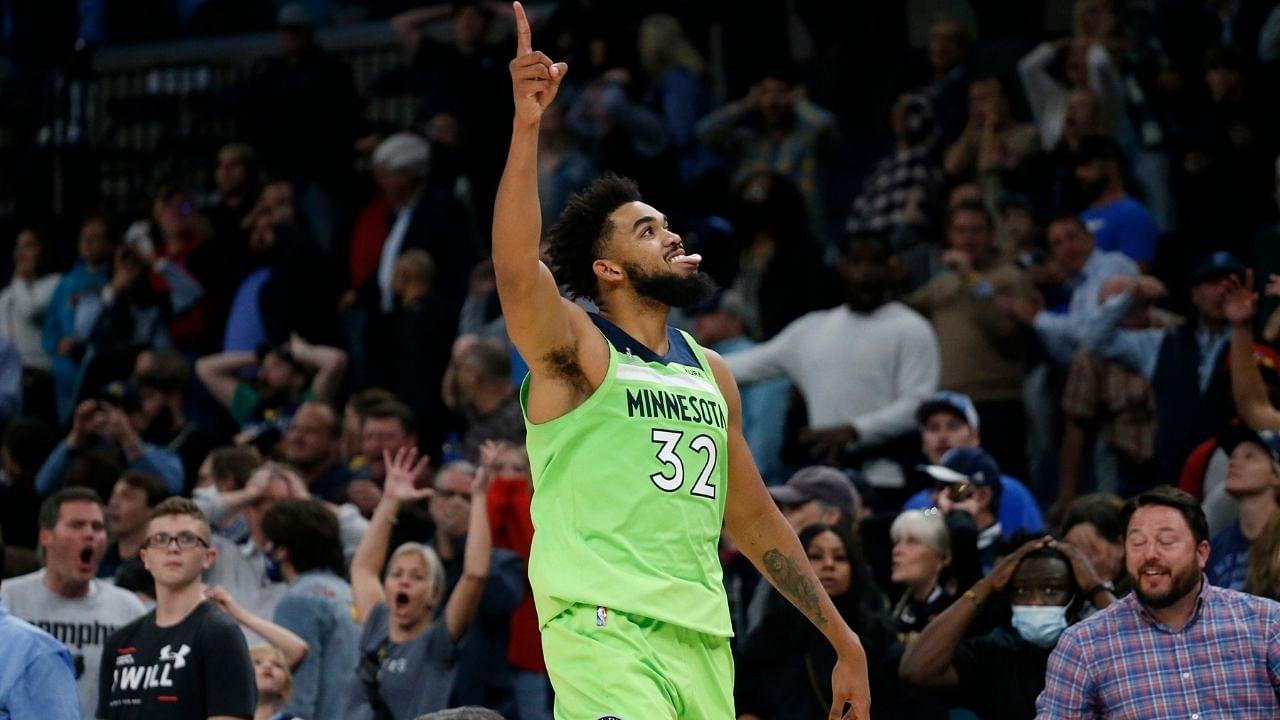 “Karl-Anthony Towns channelized his inner Stephen Curry for that buzzer-beater”: NBA Twitter stunned as KAT knocks down a tough half-court jumper to force OT