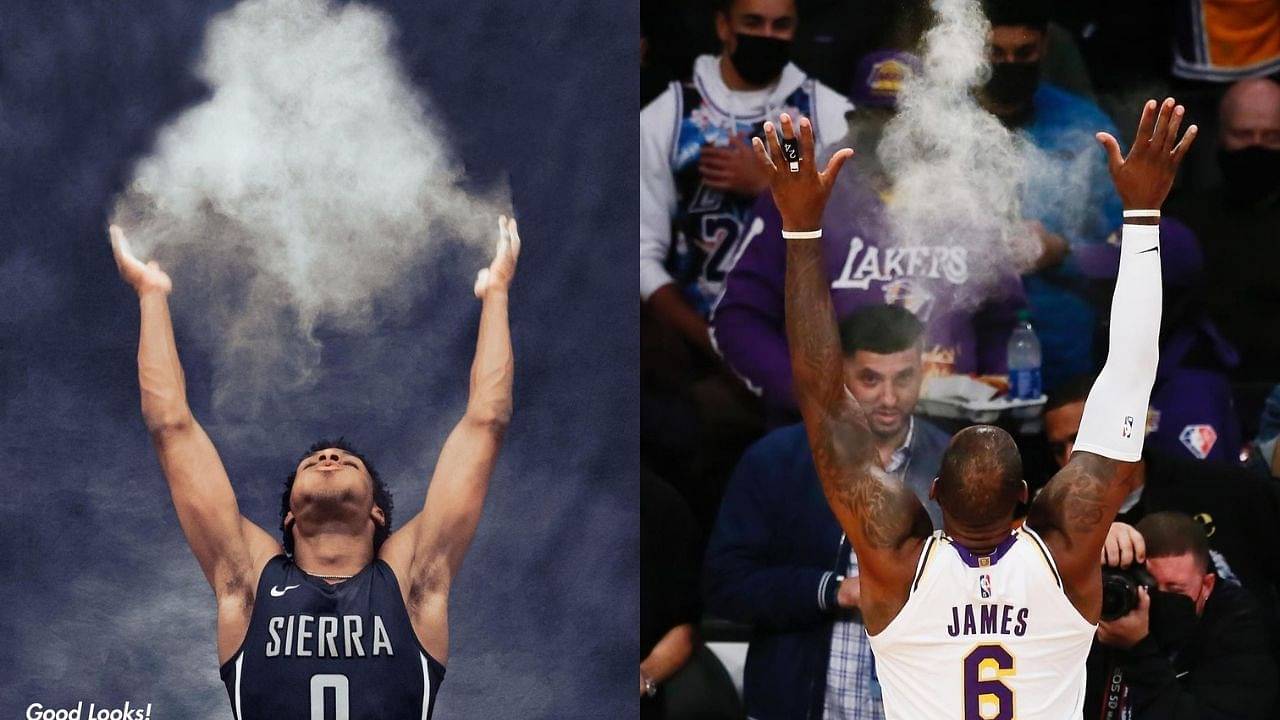 "The Prince takes after the King": Bronny James performs his father LeBron James' iconic chalk toss
