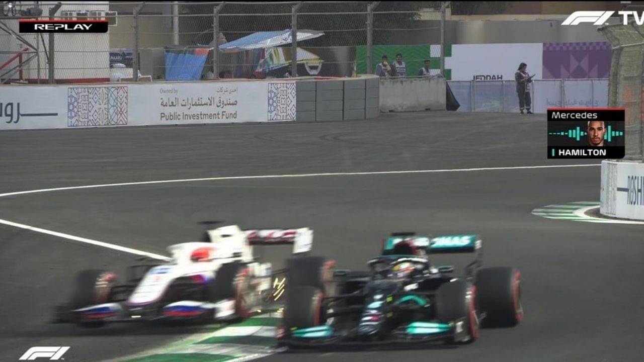 "An absolute rookie error": Watch Lewis Hamilton narrowly miss collisions with Pierre Gasly and Nikita Mazepin at the Saudi Arabian GP