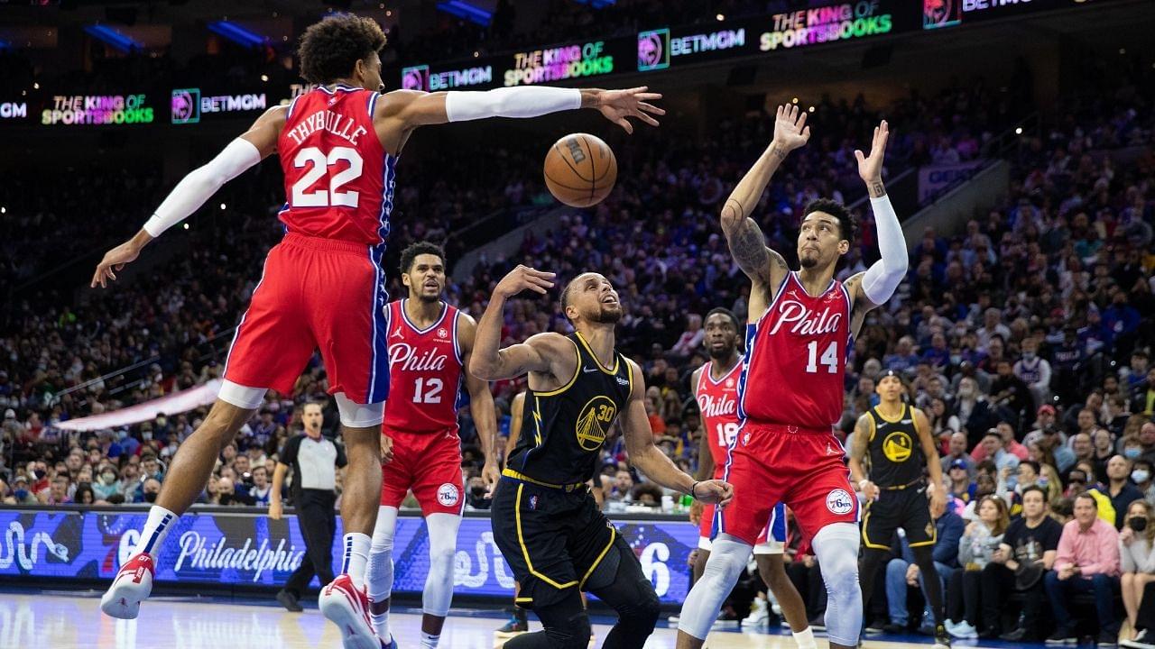 "Matisse Thybulle probably guarding Stephen Curry all the way to bed!": NBA Twitter roars as 76ers star smiles sweetly after stopping Dubs star short of three-point record