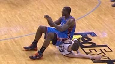 "Kendrick Perkins announces his availability for a ten-day contract, sharing a throwback image of him sitting on Mike Miller": When Big Perk used the former Grizzlies player as a chair
