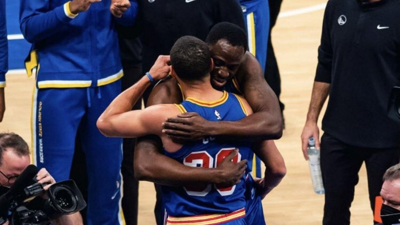 "Andrew Wiggins NEVER passes out of that play! To think he got the assist to Stephen Curry for the record, I'm upset...": Warriors' Draymond Green could not believe it was Wiggins who got the assist for Curry's record shot