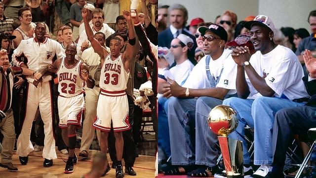"As much as I admire Shawn Kemp's ability, I'm so happy that they didn't make that trade, Scottie Pippen is like a little brother to me": Michael Jordan addresses the media post winning the 1996 NBA championship