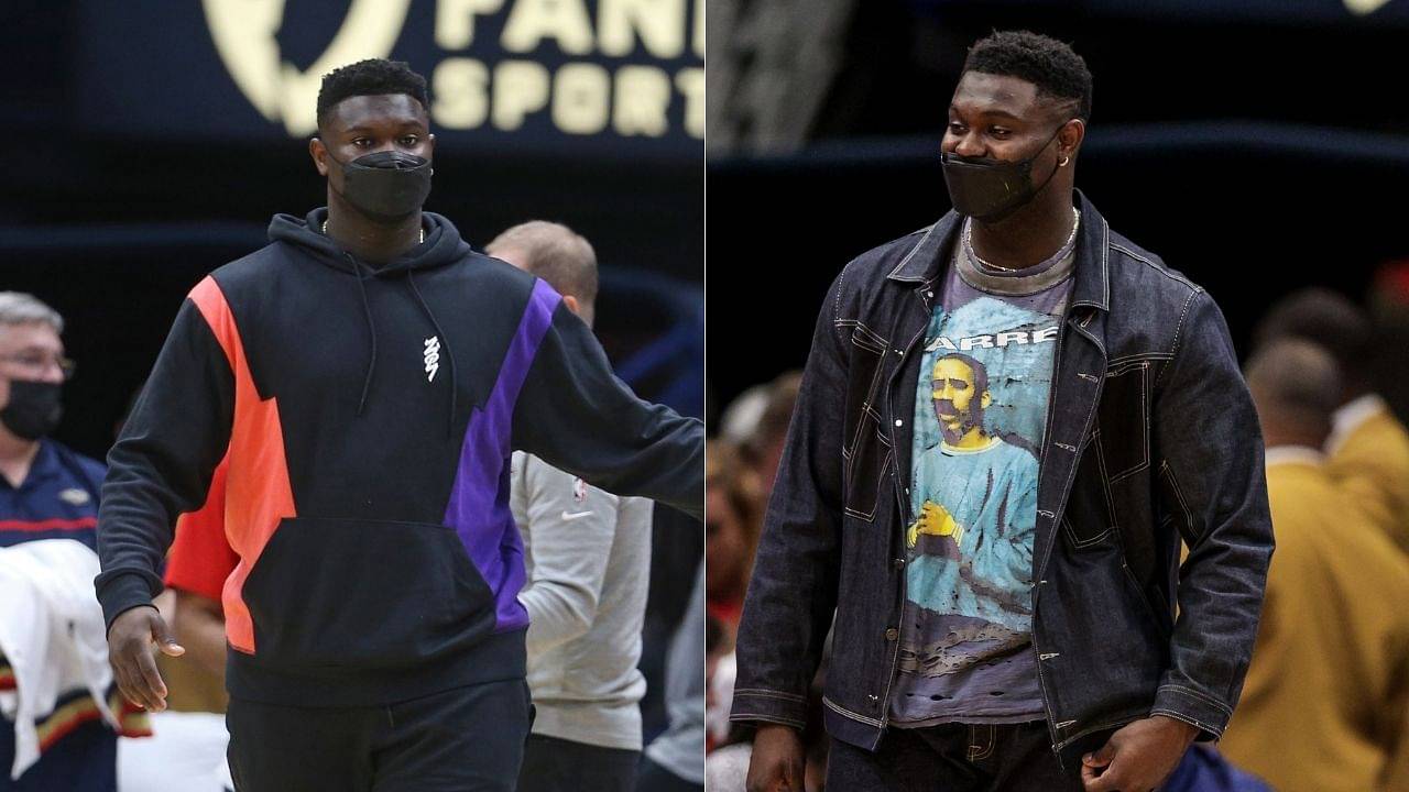 "Zion Williamson out here looking like Mount Zion": NBA Twitter reacts after the Pelicans star makes a courtside appearance looking more swole than ever