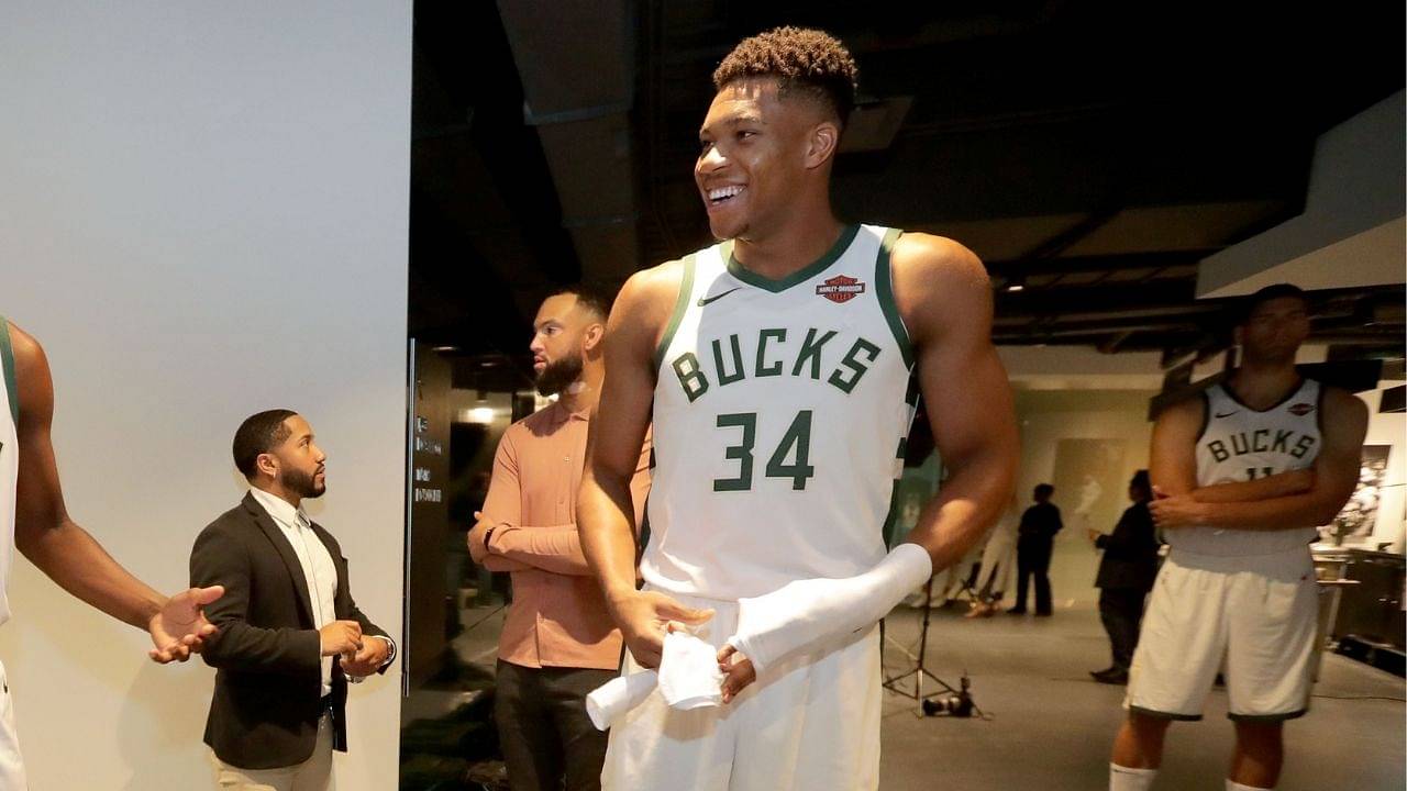 "These are for you and your sister!": Giannis Antetokounmpo brings NBA Twitter to its knees after giving away his shoes and jersey to young fans