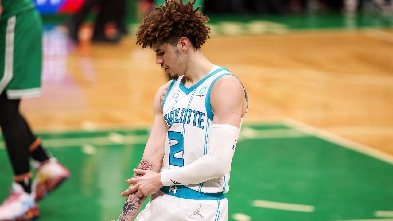 "I GOT IT!": Hornets star LaMelo Ball does his best impression of Carmelo Anthony to secure his final rebound of a triple-double performance vs Celtics